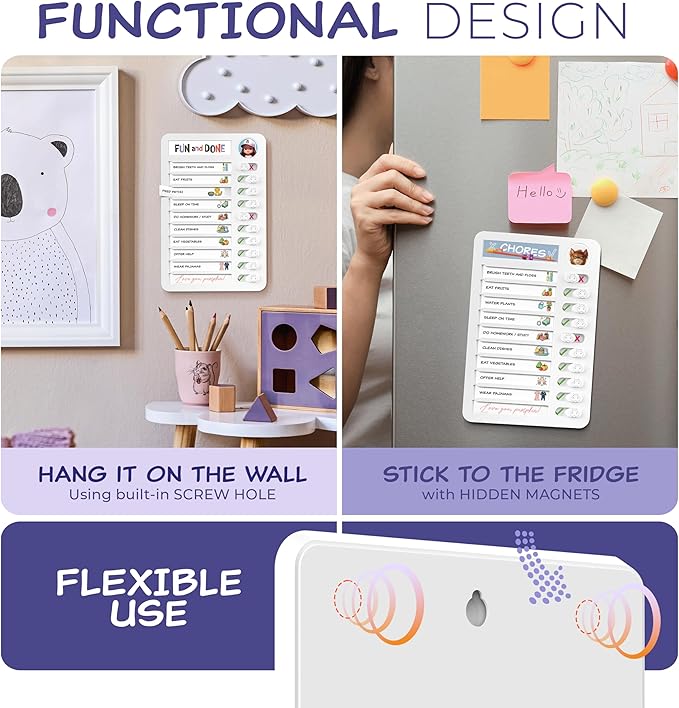Chores Chart for Kids - Daily Routine Chart for Kids with Checklist & Stickers, Magnetic Kids Chore Chart - Chore Board Visual Schedule for Kids with Autism & Best ADHD Tools for Kids