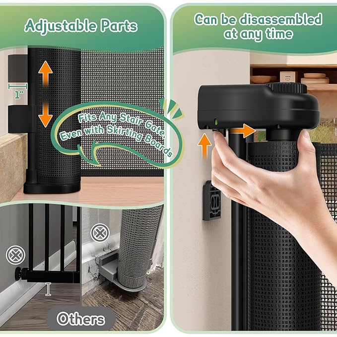 200'' Retractable Baby Gates Extra Wide,34" Tall Retractable Dog Gate for Doorways,Extra Long Retractable Baby Gate for Stairs,Kitchen,Indoor/Outdoor Retractable Gate with Fiberglass Reinforcement Rod