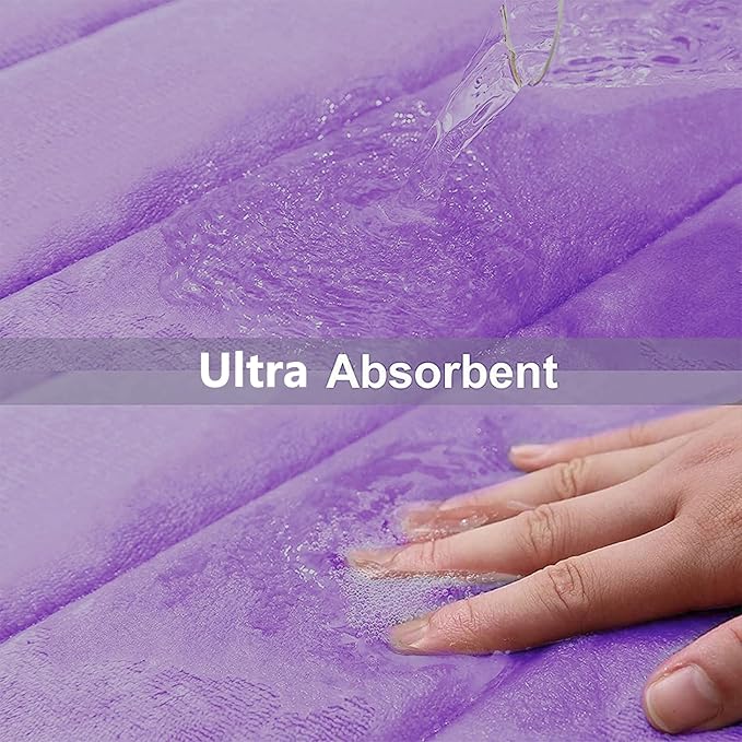 Buganda Memory Foam Bath Mat, 47" x 17", Ultra Soft and Non-Slip Bathroom Rugs, Water Absorbent and Machine Washable Bath Rug Runner for Bathroom, Shower, and Tub, Lavender