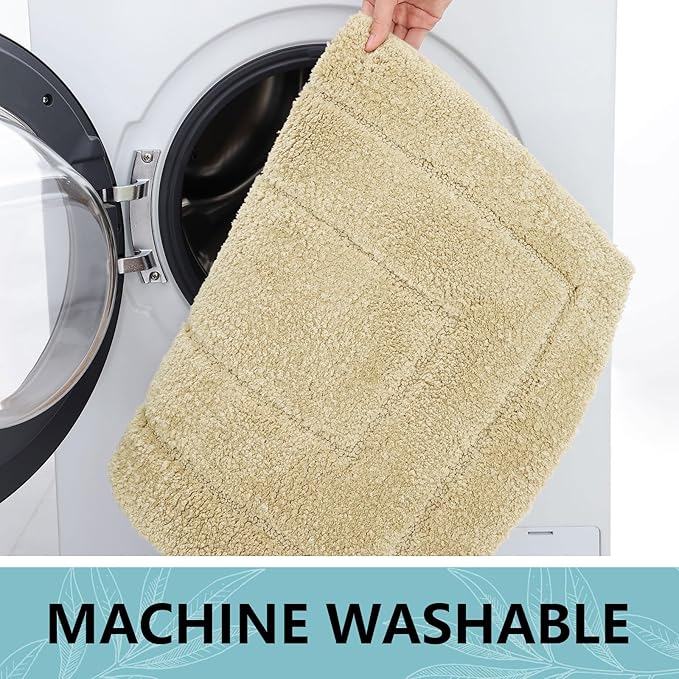Buganda Bathroom Rugs, 47" x 24", Soft and Absorbent Microfiber Bath Rugs, Non-Slip Shaggy Shower Carpet, Machine Wash Dry Bath Mats for Bathroom Floor, Tub and Shower, Beige