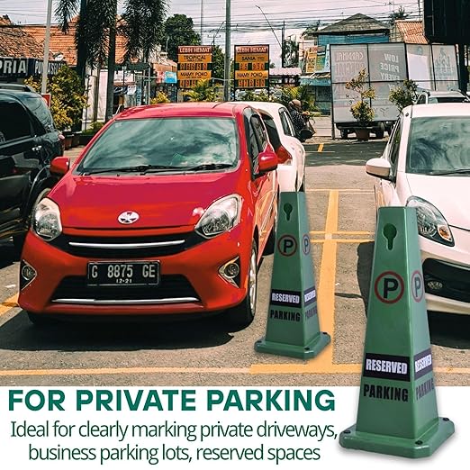 BESEA 4Pack No Parking Cone Green Caution 4 Sided No Parking Cone Reserved Parking