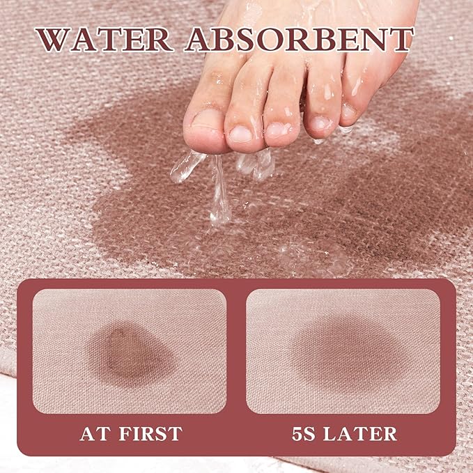 chakme Bathroom Rugs Mat 47x25, Ultra Thin Non Slip Bath Mat Large Quick Dry Absorbent Bath Mat for Bathroom Floor, (Pink, 47"x25")