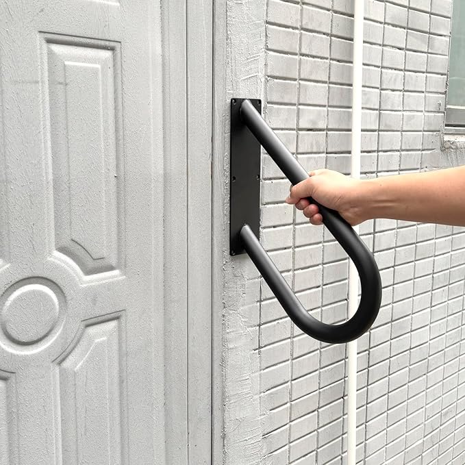 YIDELAI-U Type Stair handrail, Outdoor Step handrail, Wall Mounted Installation, Suitable for 1-2 Steps, Bathroom, Providing Convenience for Family Safety (Length 18 inches, Pipe 1.31 inches)