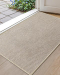 Color&Geometry Warm White Beige Small Ultra Thin Indoor Door Mat 17"x30", Machine Washable Front Door Mat Non Slip, Low Profile Entrance Mat Indoor, Absorbent Carpet for Inside, Entry, Entryway (FOLD)