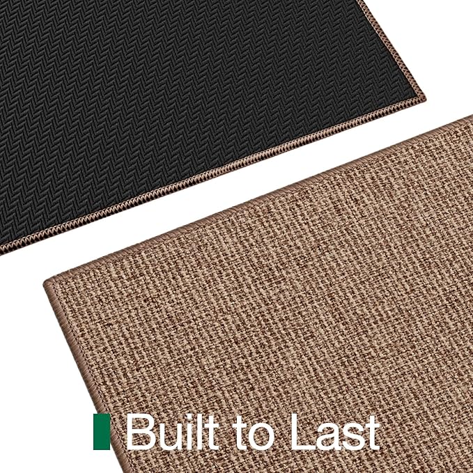 LUMI Indoor Door Mat 17"x30", Ultra Thin Low Profile Non-Slip Doormat for Home Entrance, Absorbent & Stain-Resistant Welcome Mats, Washable Entryway Mat for Front Door, Patio, Porch, Camel