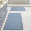 MIULEE Set of 2 Ultra Thin Bathroom Rugs, Rubber Bath Mats for Bathroom Non Slip, Quick Dry Absorbent Bath Rug Machine Washable, Fit Under Door, Shower, Sink, Home Decor, Blue, 17"x27"+20"x32"