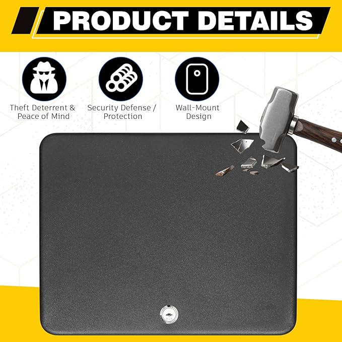 Ripeng 108-Keys Key Lock Box Wall Mount Steel Key Cabinet Lock Box Security Holder with Tags and Hooks Organizer Wall Safe Storage for Car Office Hotel House Rental Business, Black