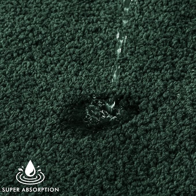 MIULEE Christmas Dark Green Bathroom Rugs Non Slip Bath Mat 24'' x 40'' Shaggy Soft Bath Rug Plush Microfiber Absorbent Water for Shower Tub Machine Washable (24x40 Inches)