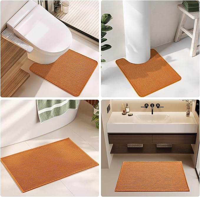 Large Bathroom Rugs Non Slip Washable Bath Rugs Super Absorbent Bathroom Rug Thin Quick Dry Low Pile Bath Mats, Orange 36"x48"