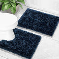 Yimobra Bathroom Rugs Sets 2 Piece, Soft Absorbent Bath Mat and U-Shaped Toilet Rug with Non Slip Backing, Luxury Shaggy Bath Mats for Bathroom, Machine Washable, 24"x17"+24"x20", Blue