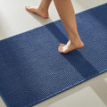 Bathroom Rugs Non Slip Washable, Super Absorbent Thin Bath Mat Quick Dry Low Pile Bathroom Rug, Navy Blue 20"x48"