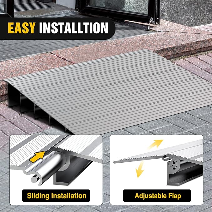 Nilight Door Threshold Ramp, 5" Rise Portable Aluminum Wheelchair Door Entry Ramps for Sheds Doorways Home Steps