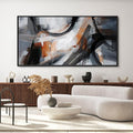 KLAKLA Wall Art for Living Room - Black and Orange Boho Abstract Canvas Framed Wall Decor Office Bedroom Art Modern Large Picture Artwork for Walls Prints Paintings Artwork 48x24 Inches