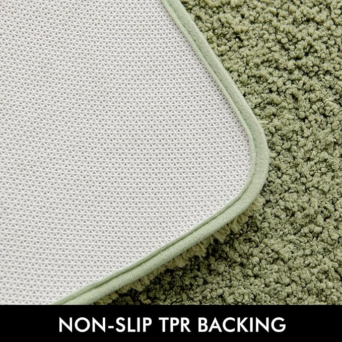 MIULEE Extra Thick Non Slip Bathroom Rug Shaggy Soft Bath Mat Plush Microfiber Absorbent Water for Shower Tub Machine Washable (Sage, 16x24 Inches)