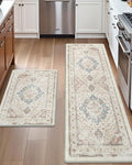 DEXI Kitchen Mats for Floor Cushioned, 17x29+17x59 Extra Large Runner Rug Non Slip, Waterproof Soft Comfort Standing Padded Anti Fatigue Decorative Set of 2, Light Beige