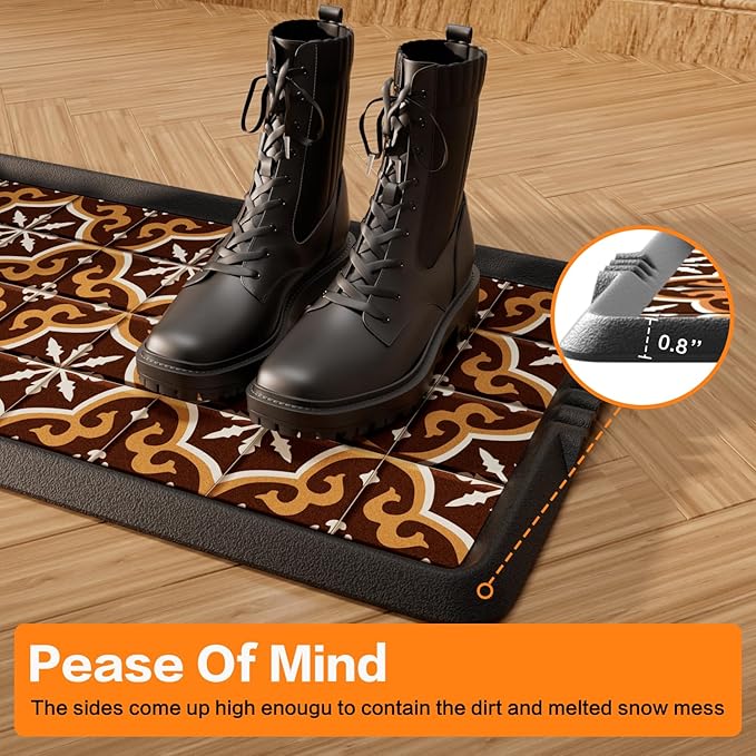 Rubber Boot Tray,Non-Slip Boot Mat with Lip,Waterproof Shoe Tray,Indoor Outdoor Multi Use Catch All Trays,Cleaning Mat for Entryway,Pets Garden,Mudroom,Garage