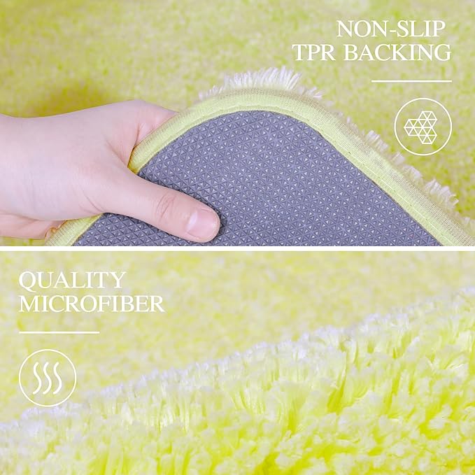 Walensee Large Bathroom Rug (24 x 36, Yellow) Extra Soft and Absorbent Shaggy Bathr Rug Machine Washable Microfiber Bath Mat Non Slip Bath Mat, Luxury Bathroom Floor Mats