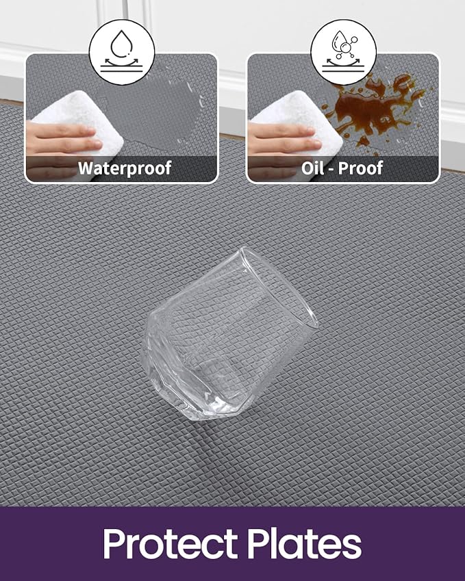DEXI Kitchen Floor Mats Cushioned Anti Fatigue,17x59, Standing Runner Rug Waterproof, Comfort Memory Foam Padded for Front Sink Laundry, Grey