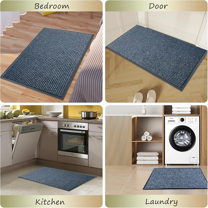 Front Door Mat,2'x6'Indoor Outdoor Door Mat,Heavy Duty Durable Welcome,Commercial Floor Mats Inside Outside Entrance, Waterproof All-Season, All-Weather Non Slip Backing Doormat for Entryway,Dark Gray