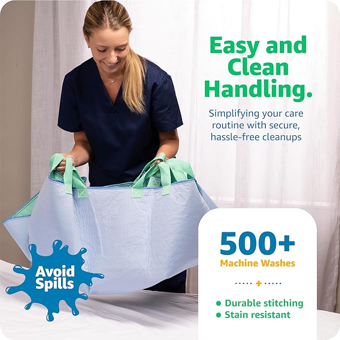 Improvia Positioning Bed Pad, with 8 Reinforced Handles, Quick-Drying, Washable, Waterproof, for Lifting, Turning, Transfering, Elderly and Incontinence Patients (Green, Pack of 2)