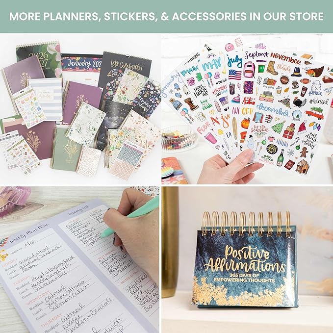 bloom daily planners 2026 Hardcover Calendar Year Goal & Vision Planner (January to December) - Monthly & Weekly Agenda Organizer - 7.5" x 9" - Garden Party, Beige