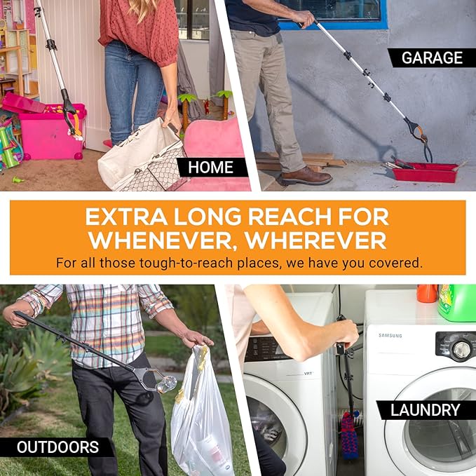 EZPIK Pro 32" Foldable Grabber Reacher Tool for Seniors - Grabbers for Elderly Reaching Tool Heavy Duty Pickup Trash Picker Upper Equipment - Claw Grabber Stick for Reaching Aids, Weed Gripper