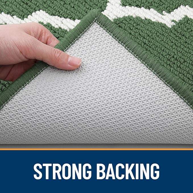 OLANLY Indoor Door Mat, 71x47, Non-Slip Absorbent Resist Dirt Entrance Mat, Washable Low-Profile Inside Floor Doormats for Entryway, Green