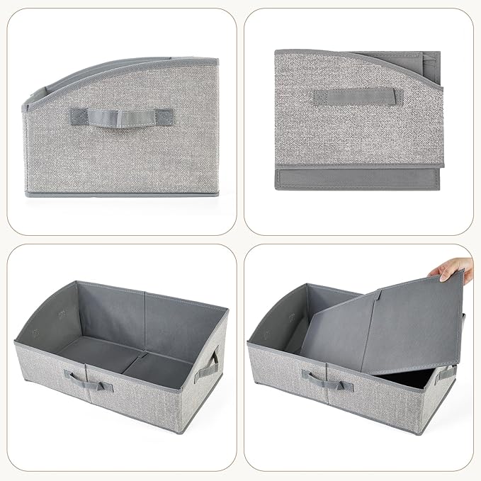 DAYARD Fabric Bins [1-Pack], Trapezoid Storage Bins with Handles, Foldable Baskets Storage Boxes for Shelves, Closet, Bookshelf, Organizer Containers, 20 x 11 x 8 inch Grey