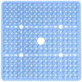 Large Square Shower Mat 27 x 27 Inch Light Blue, Non Slip Shower Bathtub Mats for Inside Shower with Big Suction Cups Drain Holes, Anti Slip Bathroom Floor Stall Mats, Easy Clean, BPA-Free