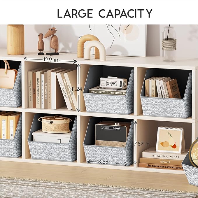 Large Closet Storage Cubes - Closet Storage Bins with Dual Handles for Clothes, Towels, Toys, Shelf Organizer Bins for Bedroom, Nursery, Shelves, Small Spaces, Ant Light Gray, 6 Pack