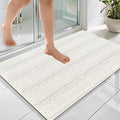 OLANLY Thick Bathroom Rugs 36x24, Extra Soft Absorbent Chenille Striped Bath Rugs, Rubber Backing, Machine Wash Dry, Bath Mats for Bathroom Floor, Tub and Shower, Home Decor Accessories, Ivory
