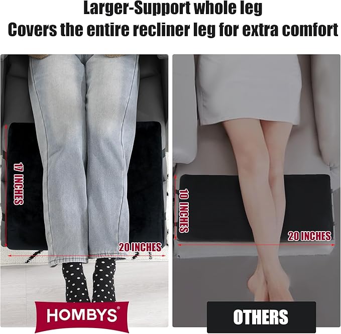 HOMBYS Extra Large Recliner Leg Pillow, Foam Foot Rest Cushion Wave Shape Recliner Footrest Extender, Multi Purpose Back & Lumbar Support Pillow for Bed, Sofa Couch, (Black)