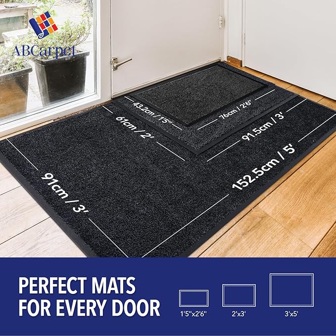 Entry Mat, Upgraded Non-Slip Inside Door Mats for Home Entrance, Ultra-Thin Super Absorbent, Machine Washable Indoor Door Mats for Front Back Door, Shoes, Paws, 1'5" x 2'6"