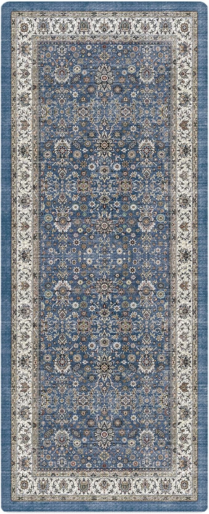 Color&Geometry Anti Fatigue Kitchen Mats for Floor 24x59, Vintage Decor, Easy Clean, Waterproof & Oil Proof, 0.4" Thick Cushioned, Non-Slip Kitchen Runner Rug for Sink, Laundry, Office, Blue