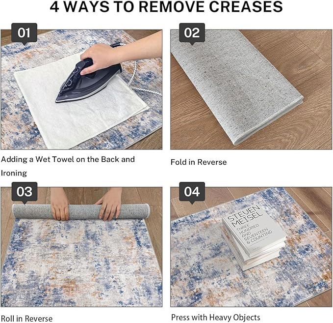 Modern Abstract Runner Rug 2x5, Grey Blue Orange Multi Washable Kitchen Runner Entryway Rug Mat Non-Slip Soft Hallway Rug Runner Thin Print Faux Wool Carpet for Bedroom Laundry Room Indoor