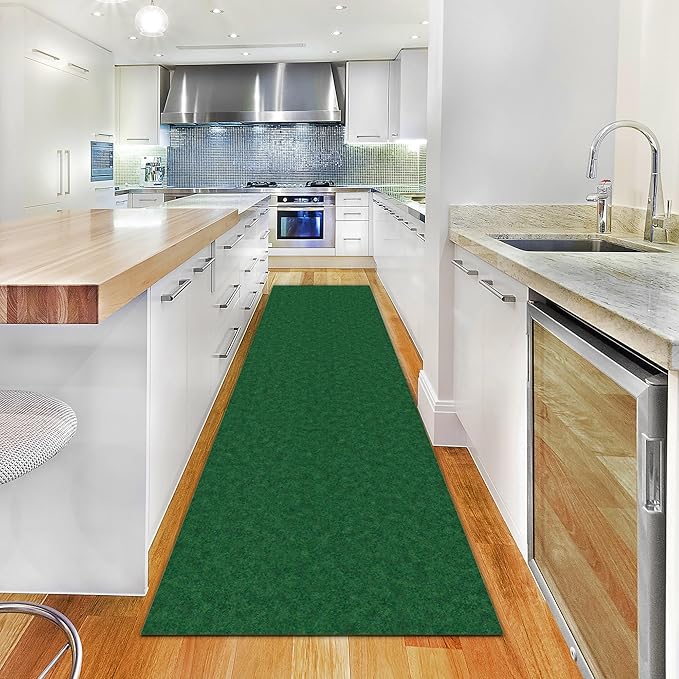 Ottomanson 2'7" x 31' Hallway Runner with Scraper Pile - Extra Durable Non-Slip Rug Mat for Indoor & Outdoor Use - Ideal for Kitchen, Entryway & Garage - High-Traffic Carpet, Green