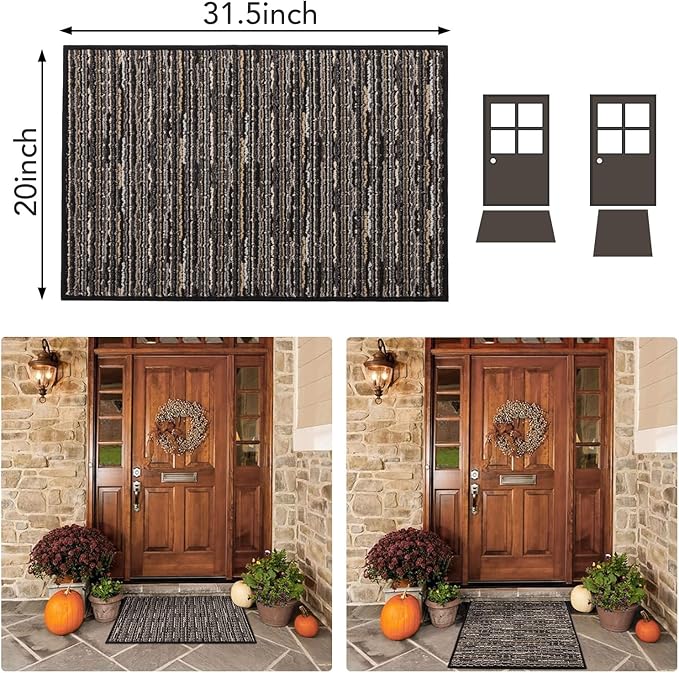 hicorfe Indoor Doormat,Front Back Door Mat Rubber Backing Non Slip Door Mats 20"x31.5" Absorbent Resist Dirt Entrance Doormat Inside Floor Mats for Entryway Washable Low-Profile