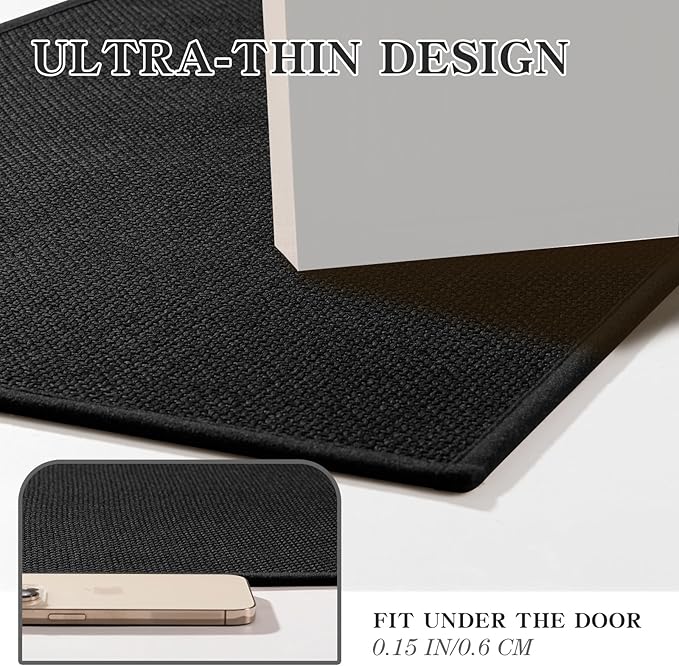 chakme Bathroom Rugs Mat 59x17, Ultra Thin Non Slip Bath Mats Runner Quick Dry Absorbent Bath Mat for Bathroom Floor, (Black, 59"x17")