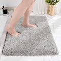 Small Bathroom Rug 17x24 Non Slip Gray Fluffy Bath Mat for Bathroom Floor Washable Plush Luxury Bath Rug for Tub Soft Shaggy Absorbent Shower Mat