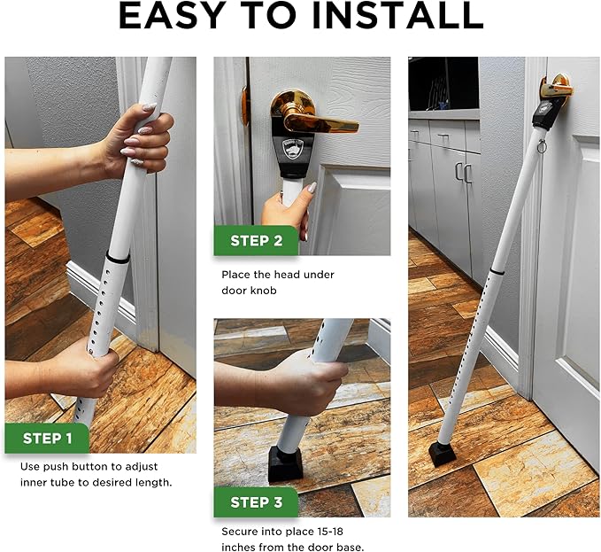 Sliding Door Security Bar, Door Jammer 2-in-1 Adjustable, Door Stoppers Security – 40 Different Adjustments, by Guard Dog Security