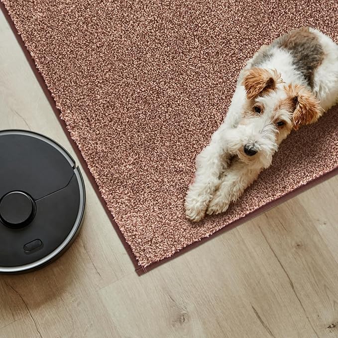 PURRUGS Easy Care Area Rug 4ft x 6ft, Non-Slip Machine Washable Entryway Rug, Dog Door Mat, Stain Resistant Accent Rug for Hallway, Living Room, Bedroom and Mudroom, Brown-Light Cream