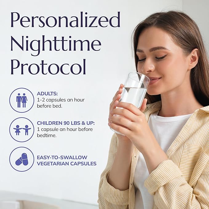 Neurobiologix Neuro Night Essentials, Calming Nighttime Formula with GABA L-Theanine Valerian Root & Magnesium, Supports Relaxation Emotional Balance & Wind-Down Routine, 60 Vegetarian Capsules