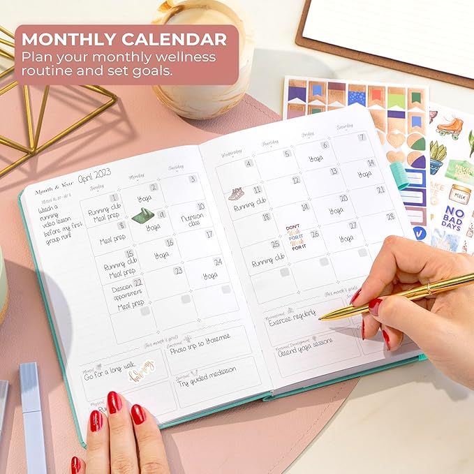 GoGirl Self-care Journal – Daily Mental Health Notebook with Mood & Wellness Trackers – Personal Development, Meditation & Reflection Journal for Women – Hardcover, Lasts 3 Months (Turquoise)