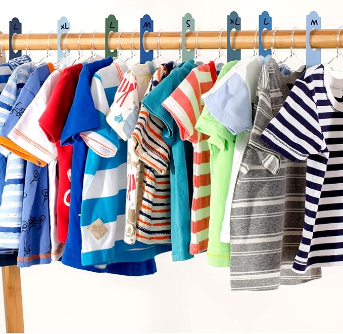 Sintuff 64 Pcs Hanging Closet Size Dividers Clothing Rack Dividers Rectangular Reusable Closet Separators for Clothing Racks Retail (Bright Color)