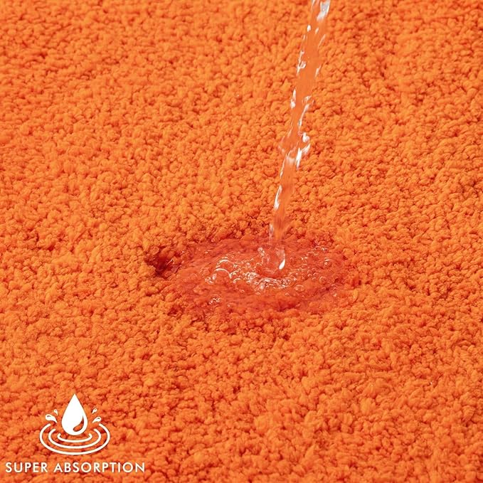 MIULEE Orange Bathroom Rugs Non Slip Bath Mat 24'' x 48'' Shaggy Soft Bath Rug Plush Microfiber Absorbent Water for Shower Tub Machine Washable