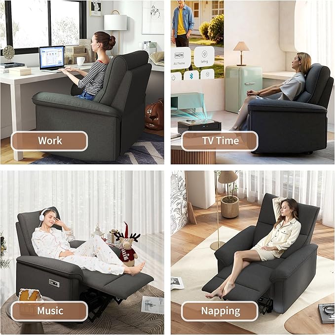 Wall Hugger Power Recliner Chair, Zero Wall Electric Recliner Chairs with USB Port, Snowflake Velvet Space Saving Large Recliner for Living Room, RV, Home Theater