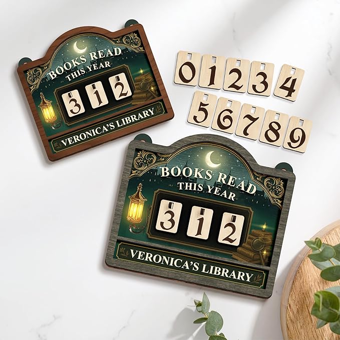 Books Read This Year Wooden Sign, Custom Reading Tracker Book Counter, Magical Home Library Decor, Whimsical Fantasy Bookshelf Accessories, Christmas Bookworm Gift for Women, Book Lovers, Readers