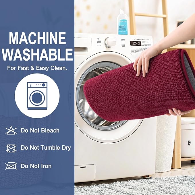 OLANLY Thick Memory Foam Bath Mat Rug 59x24, Extra Soft Absorbent Bathroom Rug, Quick Dry Bath Mats, Non-Slip, Machine Washable Carpet for Bathroom, Tub and Shower, Home Decor Accessories, Burgundy