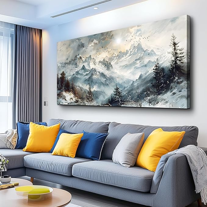 KELIYUAN Large Wall Decor For Living Room Canvas Wall Art For Office Bedroom Framed Wall Paintings Abstract Mountain Landscape Pictures Artwork Modern Dormitory Home Decoration Aesthetic 30x60in