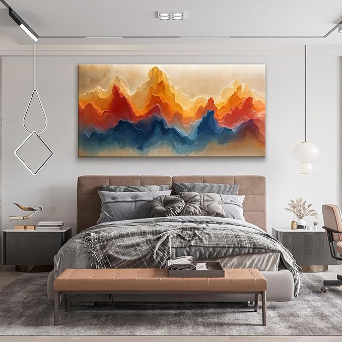 Suconvng Large Abstract Wall Art For Living Room Modern Canvas Decorations Maximalist Colorful Canvas Wall Art Decor Prints Picture For Bedroom Kitchen Office Home Wall Decor Artwork 29" × 58"
